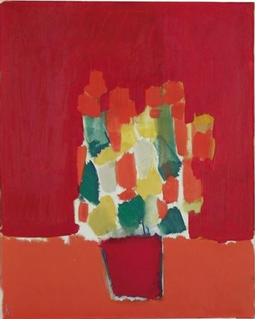 Nicolas De Stael Fleurs Rouges reproduction peinte à la main