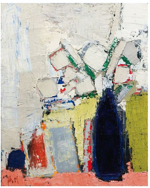 Nicolas De Stael Fleurs Sur Une Table Couleur Saumon 1953 reproduction peinte à la main